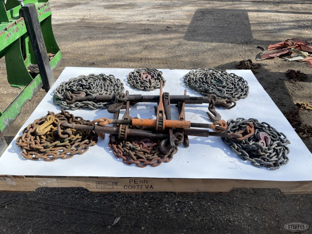 Pallet of #70 chain & ratcheting binders, #3